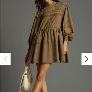 Pilcro High Neck Olive Green Dress